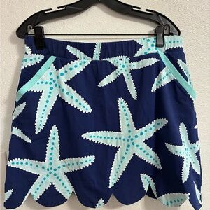 Ana Clare Blue Starfish Patterned Skort L